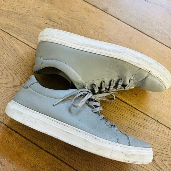 VALENTINO BY MARIO VALENTINO Jimmy Logo gray Leather lace up Sneaker men 11 - Picture 3 of 16
